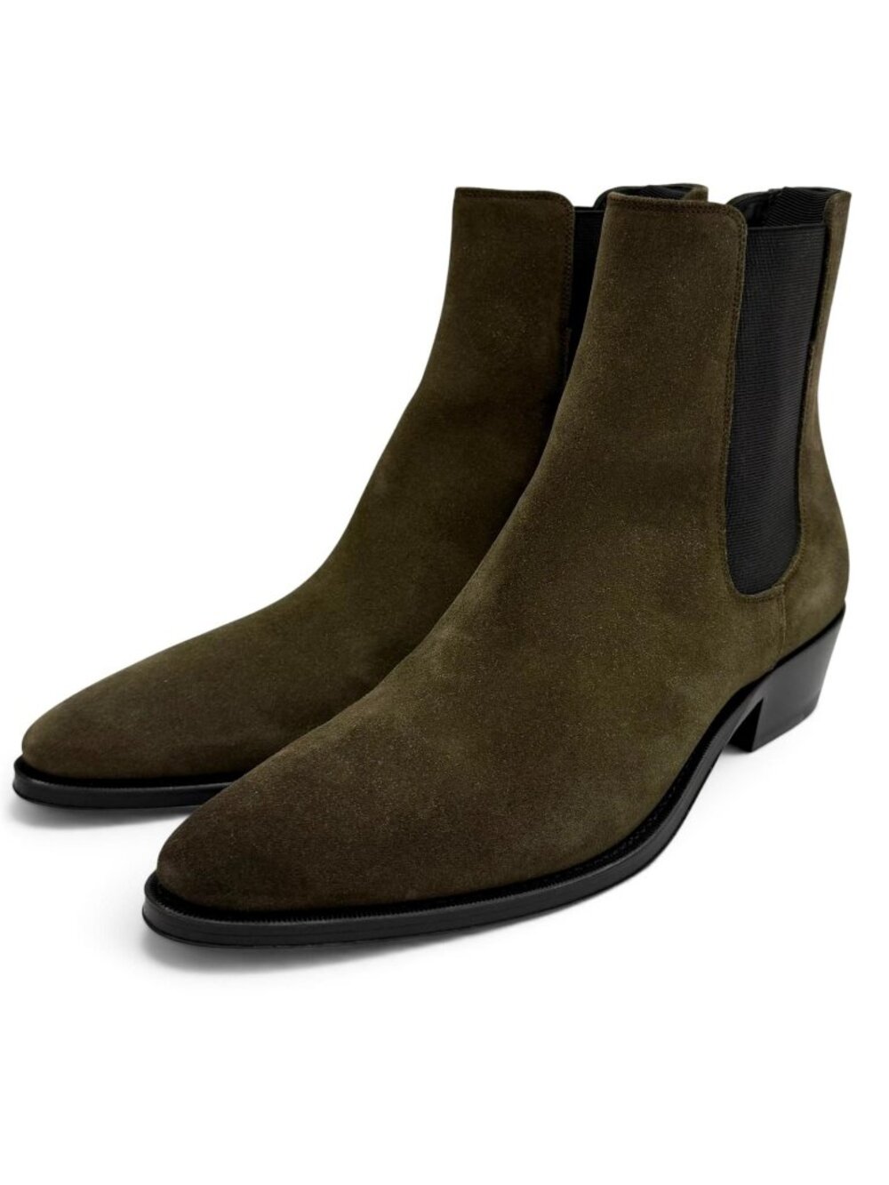 Celine Side Gore Suede Leather Chelseaboots Short Boots Khaki